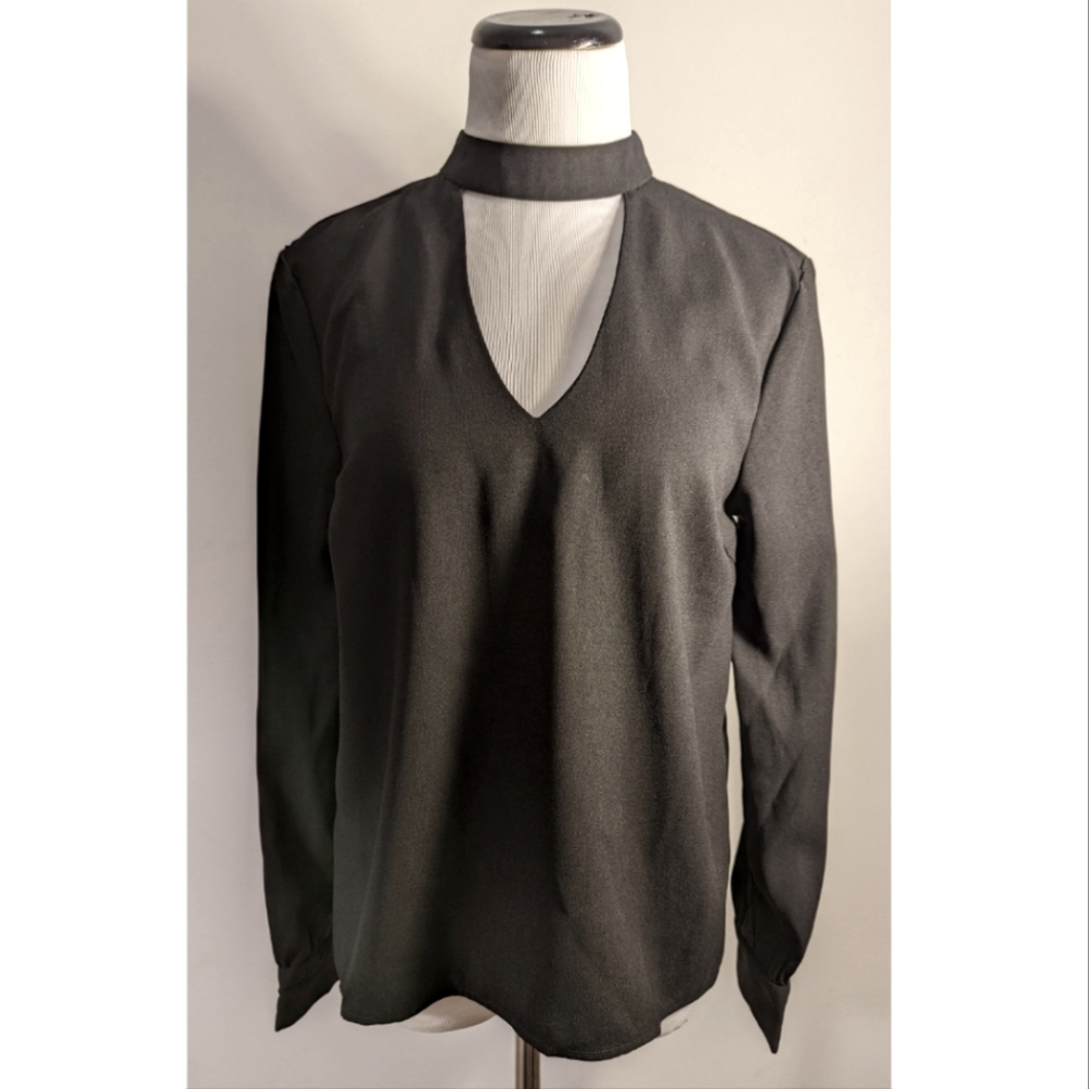 Urban Outfitters Black Choker Neck Blouse, size Small